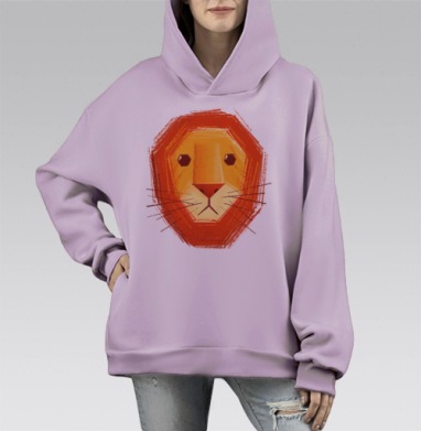 Грустный лев, Hoodie Mono Fiolet, оверсайз, утепленная