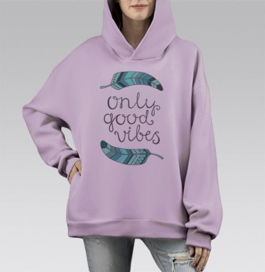 Гуд вайбс, Hoodie Mono Fiolet, оверсайз, утепленная