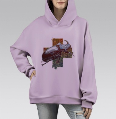 Жук-носорог, Hoodie Mono Fiolet, оверсайз, утепленная
