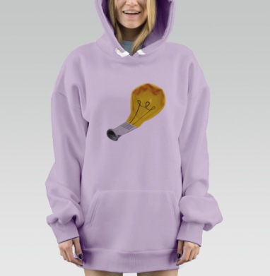 Сдулый желтый шарик в форме лампочки, Hoodie Mjhigh Dig Mel, Fiolet, утепленная