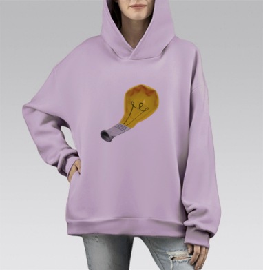 Сдулый желтый шарик в форме лампочки, Hoodie Mono Fiolet, оверсайз, утепленная