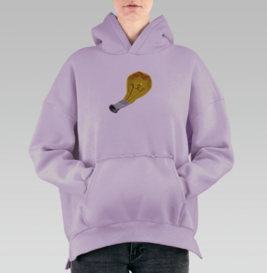 Сдулый желтый шарик в форме лампочки, Hoodie Oversize Fiolet, утепленная