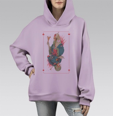 Скелет-маг с рогаткой и свечой в бирюзовой мантии, Hoodie Mono Fiolet, оверсайз, утепленная