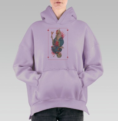 Скелет-маг с рогаткой и свечой в бирюзовой мантии, Hoodie Oversize Fiolet, утепленная
