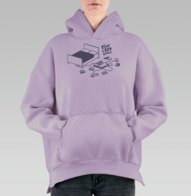 Игровая Ностальгия Готов К Играм В Постели, Hoodie Oversize Fiolet, утепленная