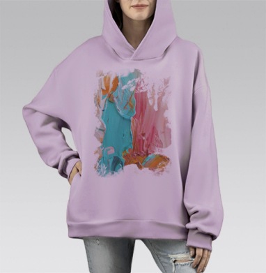Импасто, Hoodie Mono Fiolet, оверсайз, утепленная