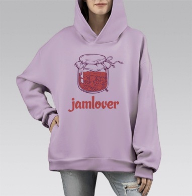 Jamlover – Сладкоешкам посвящается, Hoodie Mono Fiolet, оверсайз, утепленная