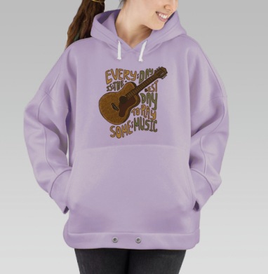 Мультяшная гитара с вдохновляющей цитатой, Hoodie Oversize Fiolet
