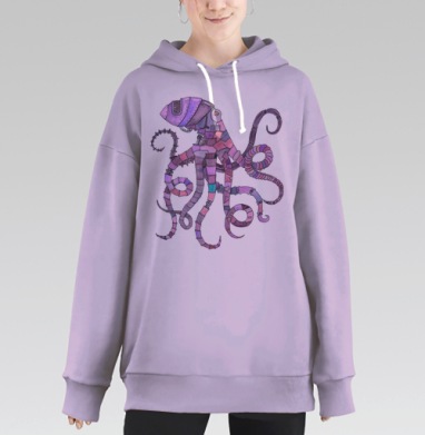 Кибер осьминог, Hoodie Long Oversize Fiolet