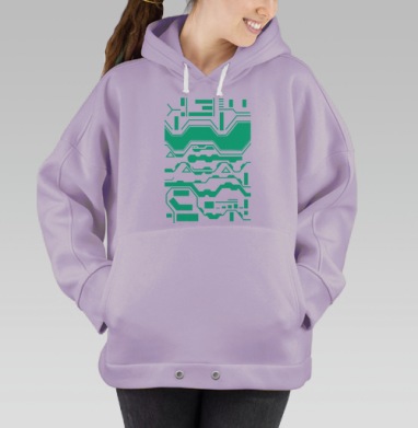 Футуристический узор в стиле киберпанк, Hoodie Oversize Fiolet