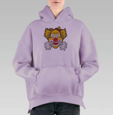 Клоун с паром из носа – ярость под маской, Hoodie Oversize Fiolet, утепленная