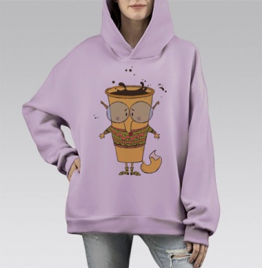 Кофе-лис, мудрец, Hoodie Mono Fiolet, оверсайз, утепленная