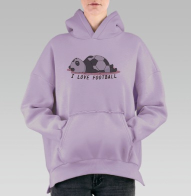 Забавная мультяшная панда с футболом, Hoodie Oversize Fiolet, утепленная
