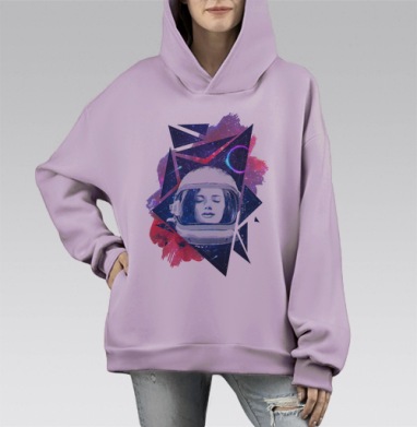 Когда ты просто космос, Hoodie Mono Fiolet, оверсайз, утепленная