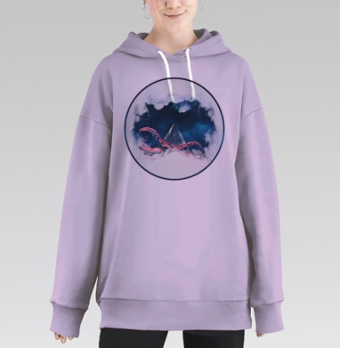 Космический осминог, Hoodie Long Oversize Fiolet