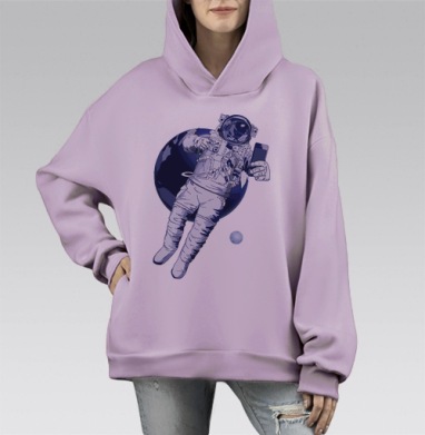 Космическое селфи, Hoodie Mono Fiolet, оверсайз, утепленная