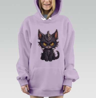 Кот-кошмарик., Hoodie Mjhigh Dig Mel, Fiolet, утепленная