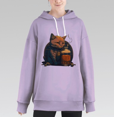 Кот-нуар: символ глубокой меланхолии и иронии, Hoodie Long Oversize Fiolet