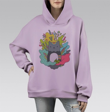Котей, Hoodie Mono Fiolet, оверсайз, утепленная