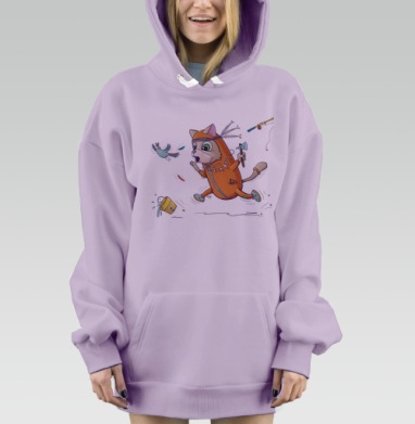 Игривый рыжий кот в индейском костюме, Hoodie Mjhigh Dig Mel, Fiolet, утепленная
