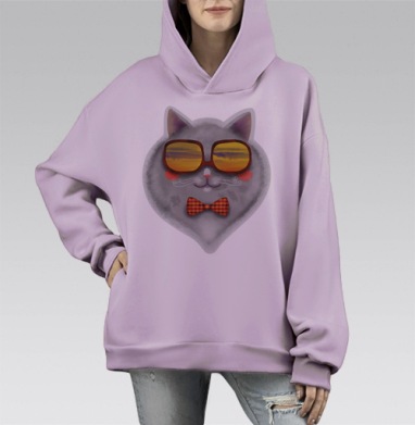 Котофей, Hoodie Mono Fiolet, оверсайз, утепленная