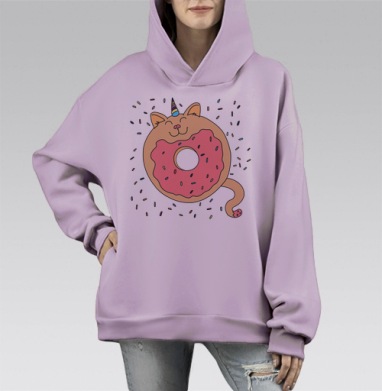 Котопончик, Hoodie Mono Fiolet, оверсайз, утепленная