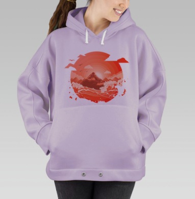 Величие природы в бурных волнах и горах, Hoodie Oversize Fiolet