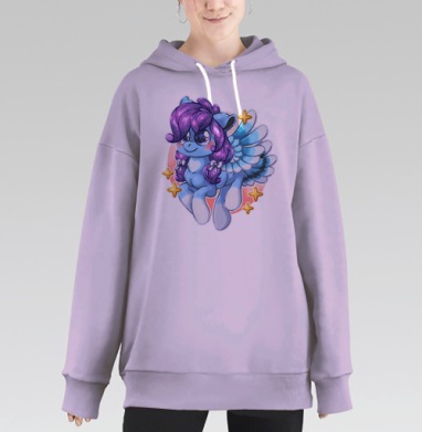 Маленькая голубая пони-пегас в стиле чиби, Hoodie Long Oversize Fiolet
