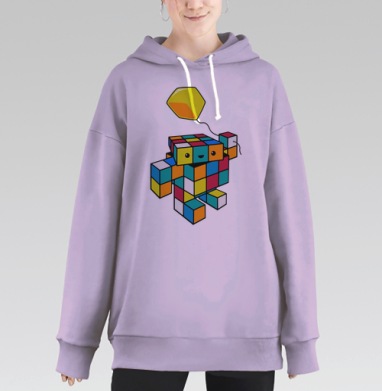 Весёлый робот из кубиков Рубика с шариком, Hoodie Long Oversize Fiolet