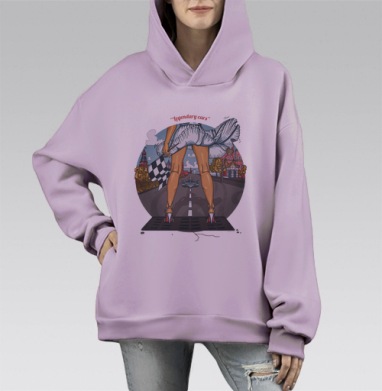 Legendary cars, Hoodie Mono Fiolet, оверсайз, утепленная