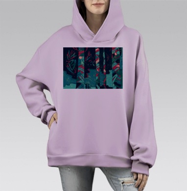 Лес фантазий, Hoodie Mono Fiolet, оверсайз, утепленная