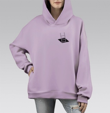 Лестница надежды из темноты вверх, Hoodie Mono Fiolet, оверсайз, утепленная