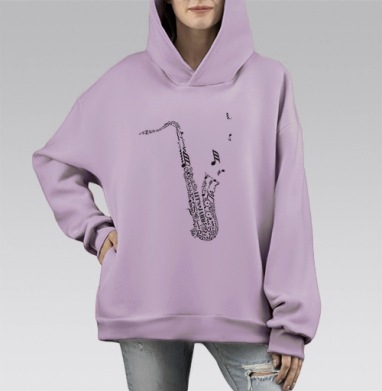 Lets Jamm, Hoodie Mono Fiolet, оверсайз, утепленная