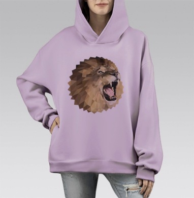 Лев с треугольником, Hoodie Mono Fiolet, оверсайз, утепленная