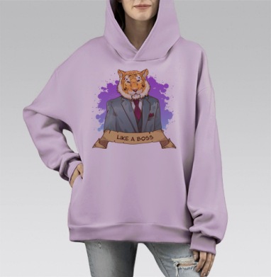 Like a boss, Hoodie Mono Fiolet, оверсайз, утепленная