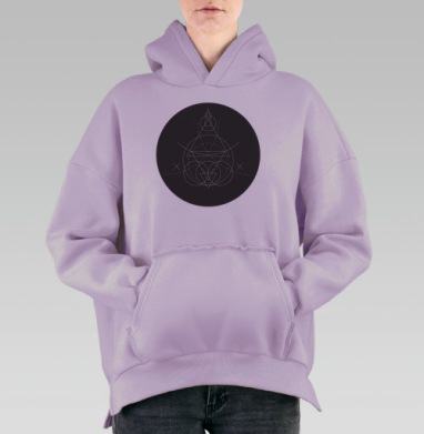 Линейная геометрия, Hoodie Oversize Fiolet, утепленная