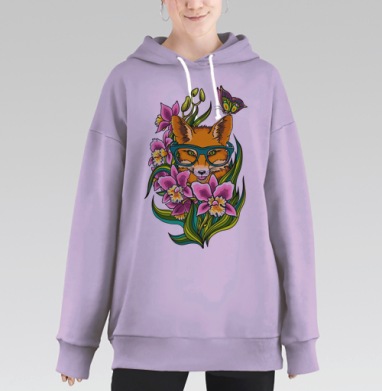 Лиса в очечах, Hoodie Long Oversize Fiolet