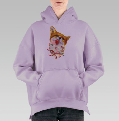 Лисёнок  АКВАРЕЛЬКА, Hoodie Oversize Fiolet, утепленная