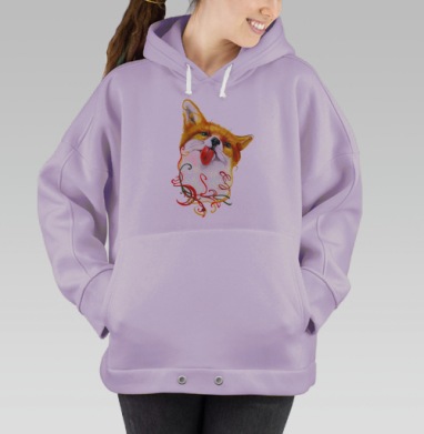 Лисёнок  АКВАРЕЛЬКА, Hoodie Oversize Fiolet