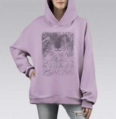 Ужасающий скелет в органических корнях, Hoodie Mono Fiolet, оверсайз, утепленная
