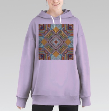 Цифровой пиксельный мандальный узор, Hoodie Long Oversize Fiolet