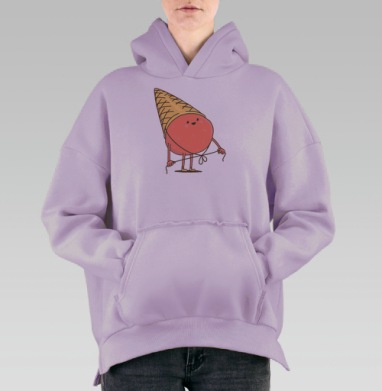 Мороженое с рожком, завязывающее шнурки, Hoodie Oversize Fiolet, утепленная