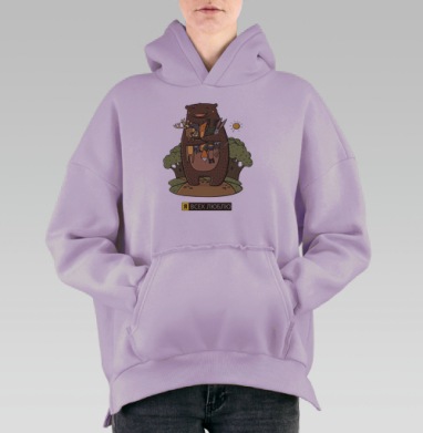 Любвеобильный медведь, Hoodie Oversize Fiolet, утепленная