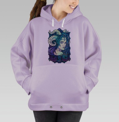 Темная Богиня: мистический портрет в неоновых тонах, Hoodie Oversize Fiolet