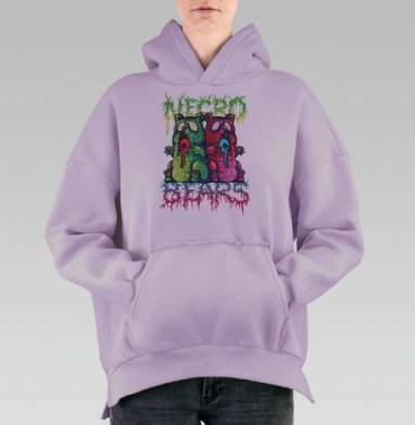 Некро-Медведи в кислотных тонах ужаса, Hoodie Oversize Fiolet, утепленная