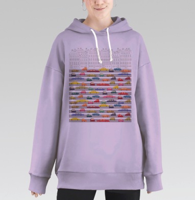 Машины, Hoodie Long Oversize Fiolet