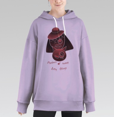 Мастера милых тёмных кукол в красно-серых тонах, Hoodie Long Oversize Fiolet