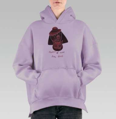 Мастера милых тёмных кукол в красно-серых тонах, Hoodie Oversize Fiolet, утепленная
