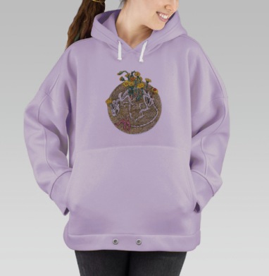 Букет ярких одуванчиков и полевых цветов, Hoodie Oversize Fiolet