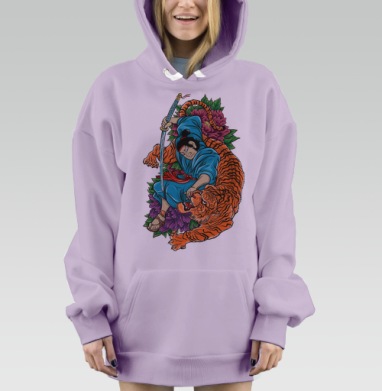 Самурай и тигр: мощь и гармония в японском стиле, Hoodie Mjhigh Dig Mel, Fiolet, утепленная